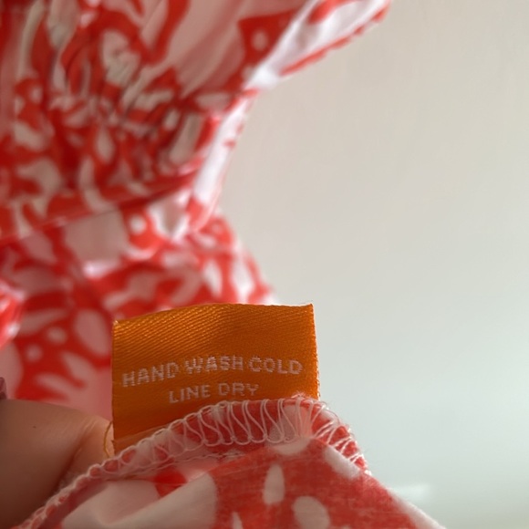 Oliphant Short Crew Mini Dress Women’s‎ Size XS Puff Sleeve Floral Orange White - Picture 11 of 11